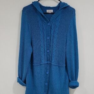 Teal Hooded Cardigan SWEATER, SIZE 18/20